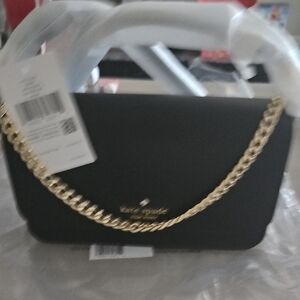 Kate Spade Black Crossbody Bag with Gold Chain